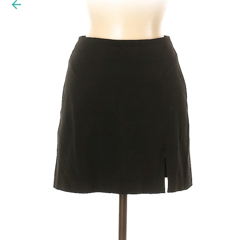 Black slit mini skirt